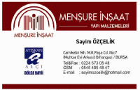 SAYİM ÖZÇELİK/MENŞURE İNŞAAT TAAHHÜT VE YAPI MALZEMELERİ